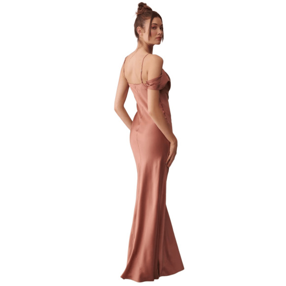 NWT Reformation Ronda Silk Dress in Prailine Pink, Size 12 | Bridesmaid, Wedding - Picture 4 of 14